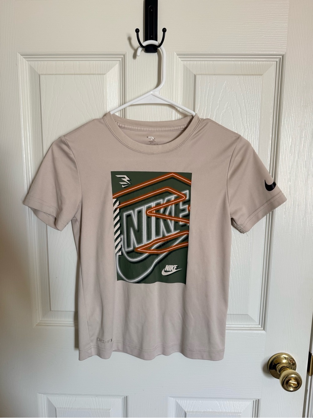 Nike Beige Graphic Tee with Neutral Logo